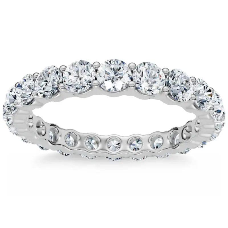 2 Ct Lab Grown Diamond Eternity Ring Womens Wedding Band 14K White Gold 1