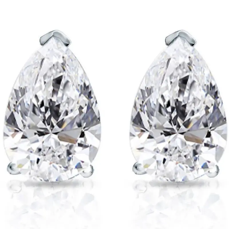 2 Ct Lab Grown Pear Shape Diamond Studs 14K White Gold Earrings 1