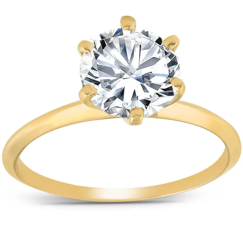 2 Ct Round Solitaire Diamond Engagement Ring 14K Yellow Gold 1