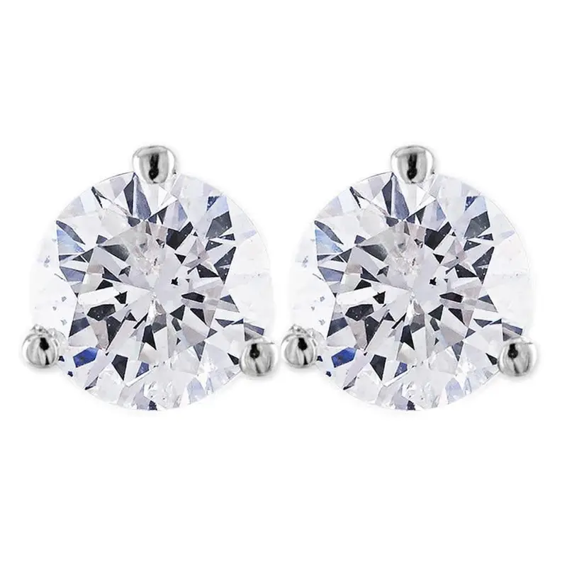 2 Ct Round Solitaire Diamond Martini Studs 14K White Gold With Screw Backs 1