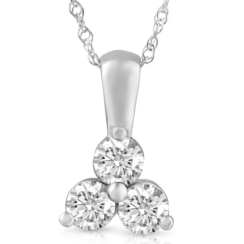 2 Ct Tw Diamond 3-Stone Pendant In 14K White Gold Necklace Lab Grown 1