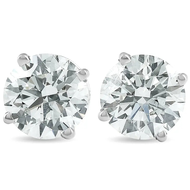 2 Ct Tw Round Lab Grown Diamond Studs 14K White Gold With Screw Backs 1