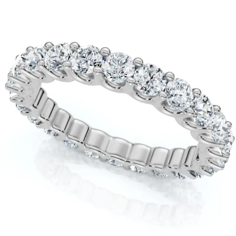 2 Cttw Diamond Eternity Ring U Prong 14K White Gold Wedding Band 1