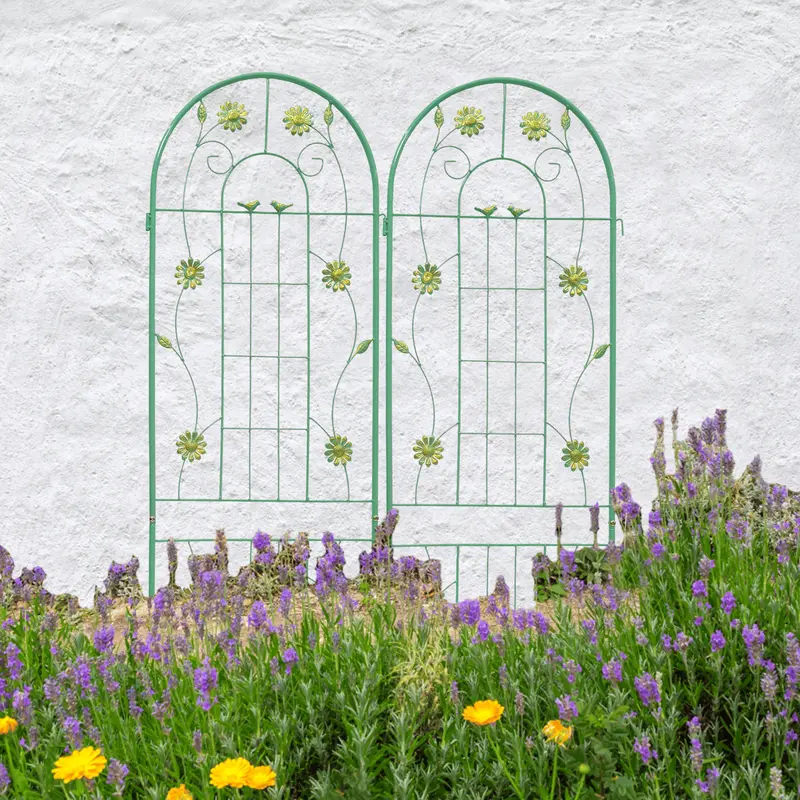 2 Pack Metal Garden Trellis 71" X 19.7" Rustproof Trellis For Climbing Plants Outdoor Flower Support Green 1