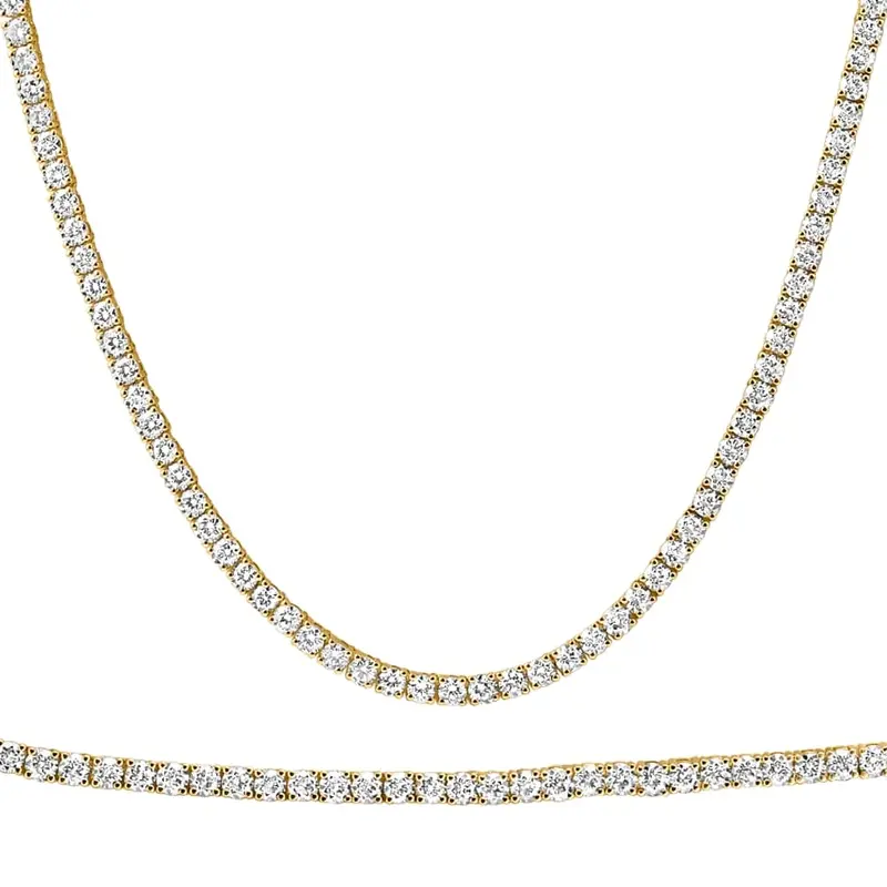 20Ct Round Diamond Tennis Necklace 14K Yellow Gold Lab Grown Size: Medium 1