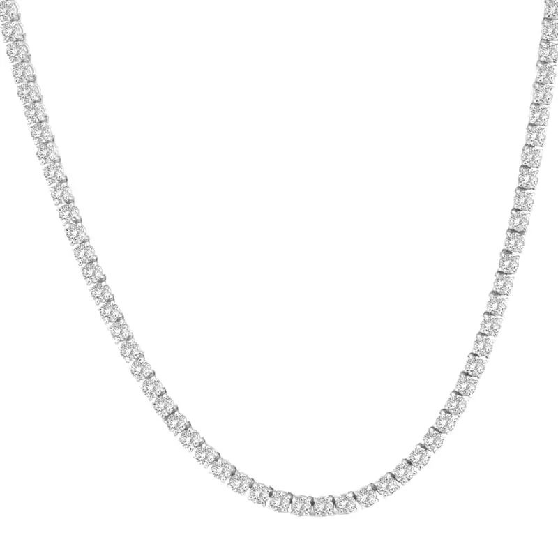 23 Ct Tw Round Cut Lab Grown Diamond Tennis Necklace 14K White Gold 18" 1