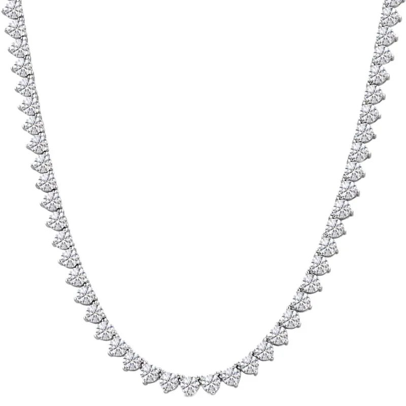 26Ct Diamond Tennis Necklace 3-Prong 14K White Gold 18" Lab Grown 1