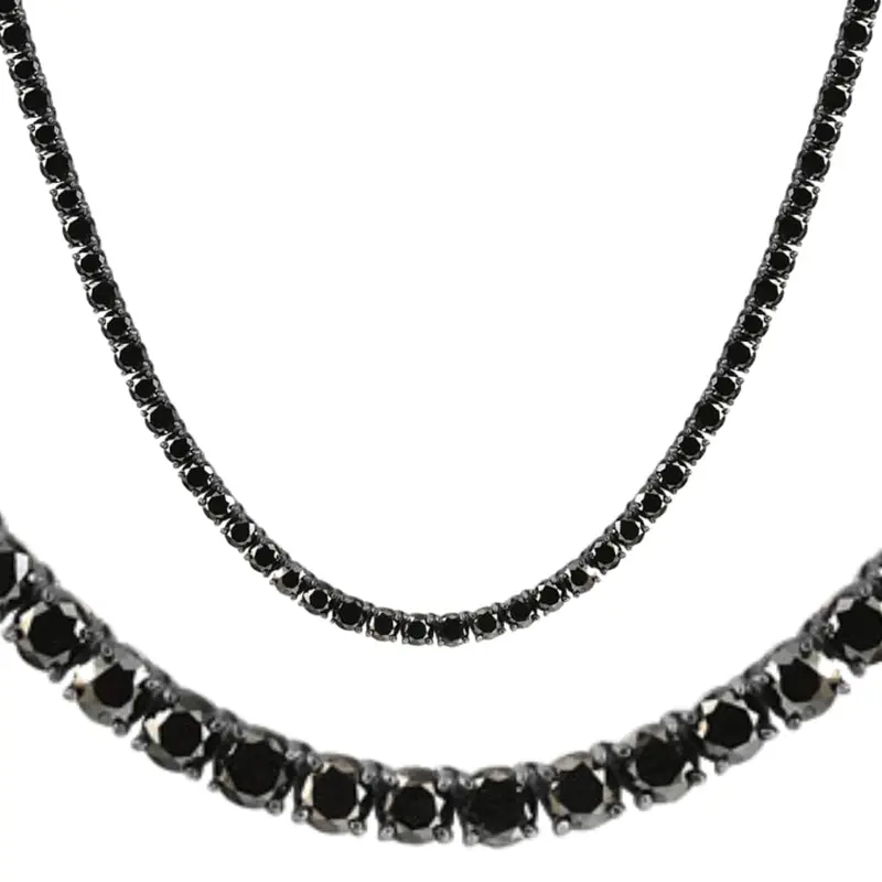 27.88Ct Tw Black Diamond Tennis Necklace 18" 14K Black Gold 1