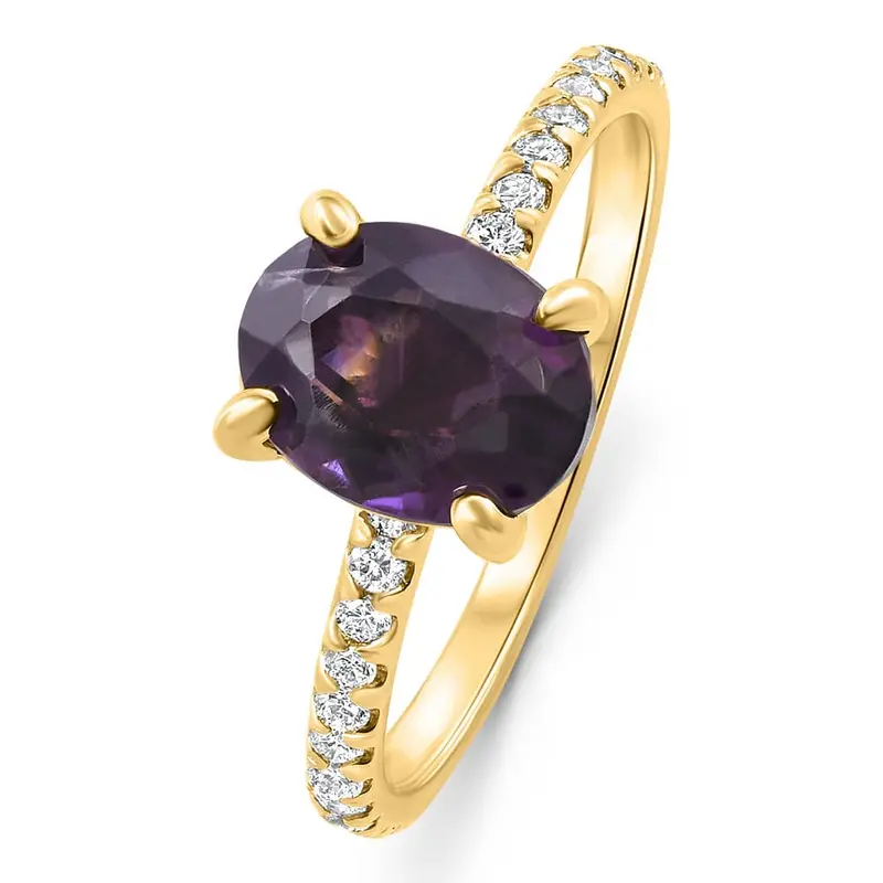 2Ct Amethyst & Diamond Anniversary Engagement Ring 10K Gold Lab Grown 1