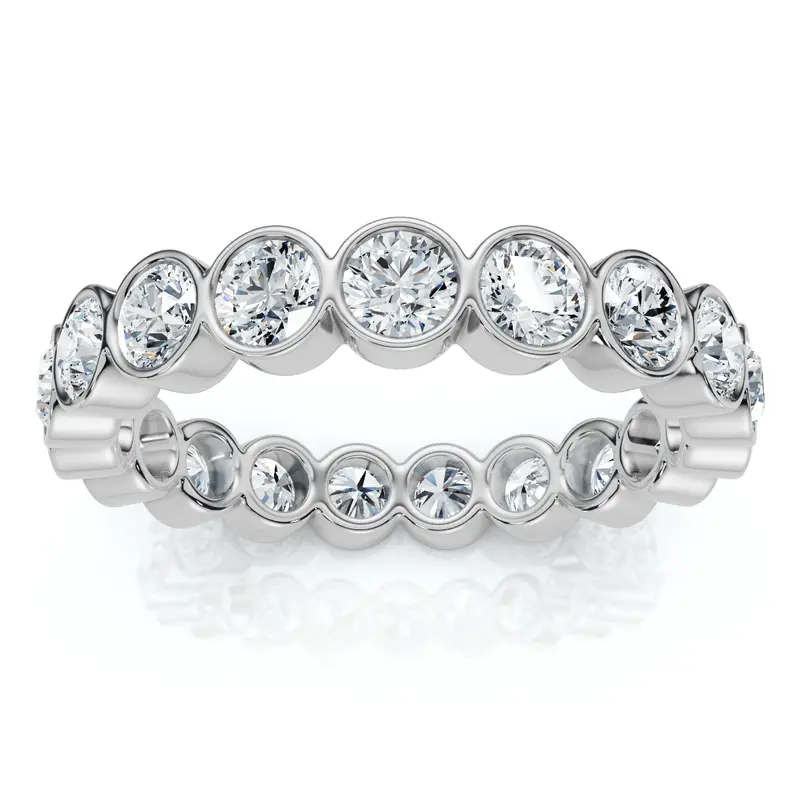 2Ct Bezel Set Diamond Eternity Wedding Ring 14K Gold Of Platinum Lab Grown 1
