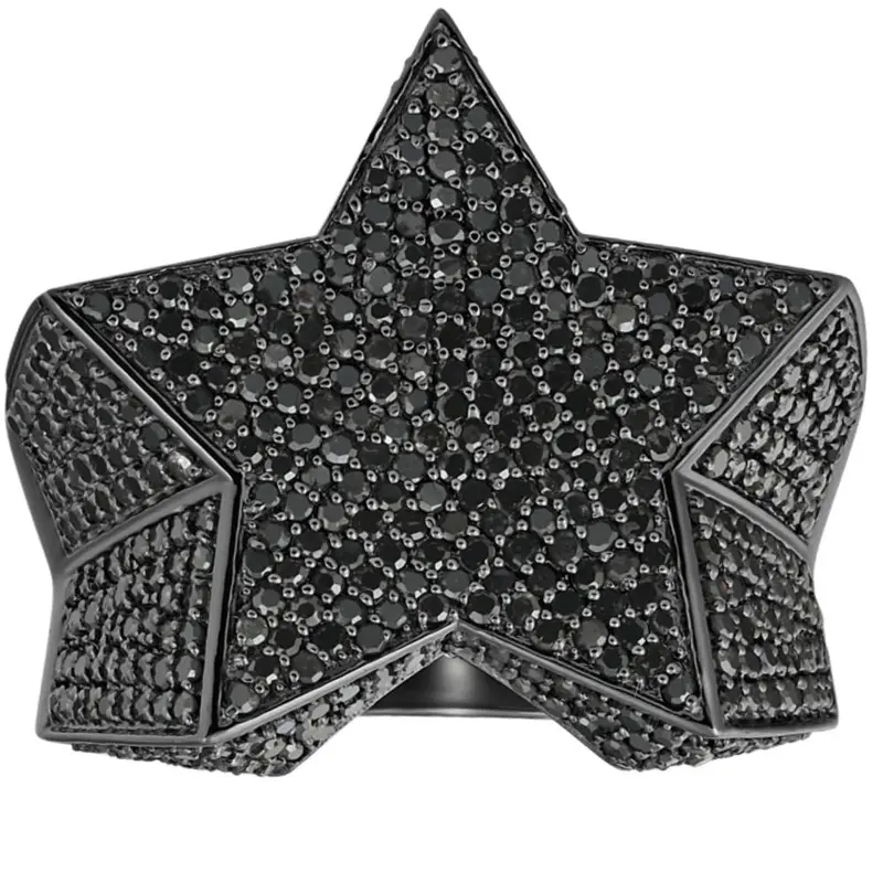 2Ct Black Diamond Star Men's Ring 10K Black Gold 1