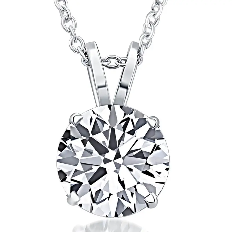 2Ct Certified Round Diamond Solitaire Pendant 14K Gold Necklace Lab Grown 1
