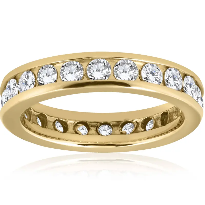 2Ct Channel Set Diamond Eternity Ring 14K Yellow Gold Size Selectable 1