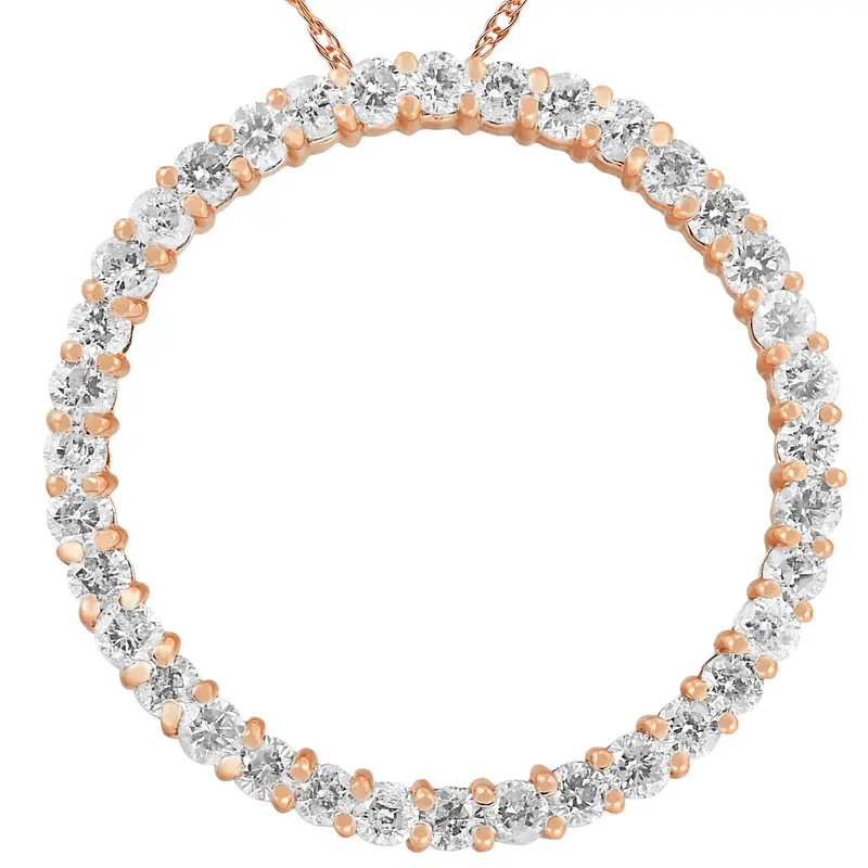 2Ct Circle Diamond Pendant 14K Rose Gold 1