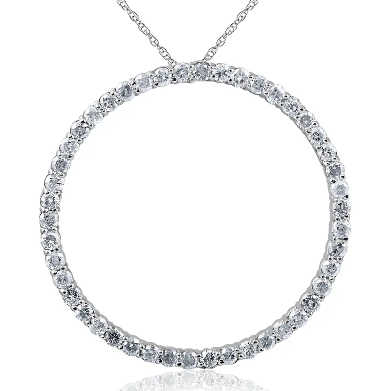 2Ct Circle Eternity 14K White Gold Diamond Pendant 1