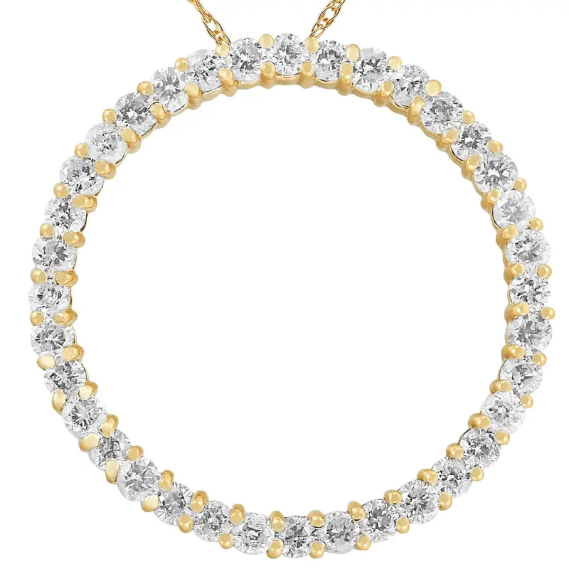2Ct Circle Eternity 14K Yellow Gold Diamond Pendant 1