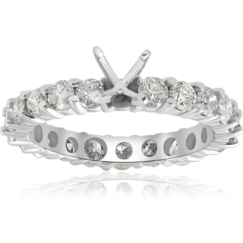 2Ct Diamond Eternity Semi Mount Engagement Ring 14K White Ring Size Selectable 1