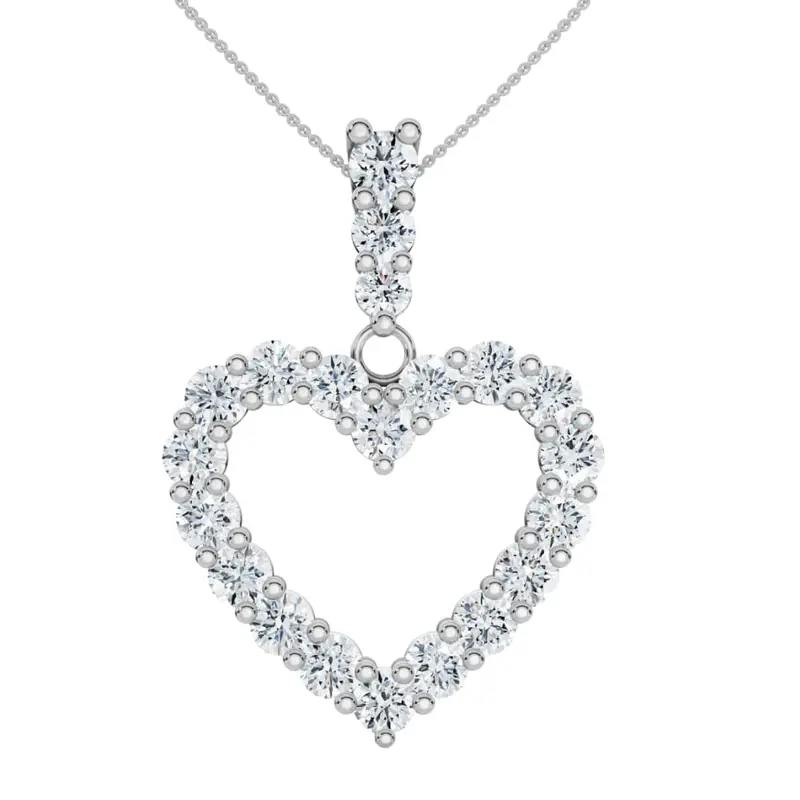 2Ct Diamond Heart Penant 14K Gold Lab Grown Women's Necklace 18" 1