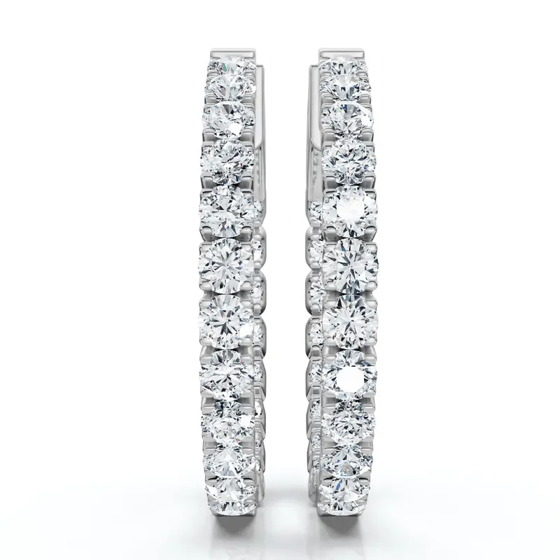 2Ct Diamond Inside Outside Hoops 14K Gold Lab Grown 1" Tall 1