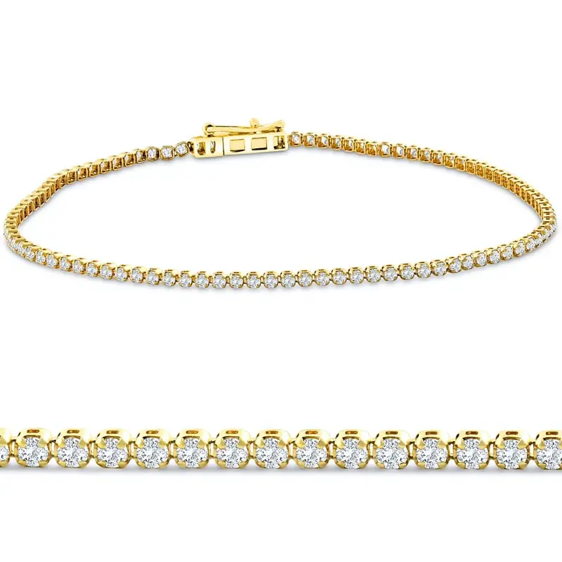 2Ct Diamond Lightweight 7" Tennis Bracelet 14K Gold Lab Grown 1
