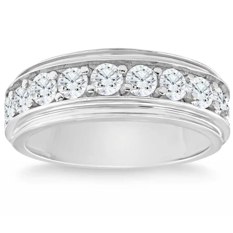 2Ct Diamond Men's Ring In 10K White Or Yellow Gold 10-Stone 1
