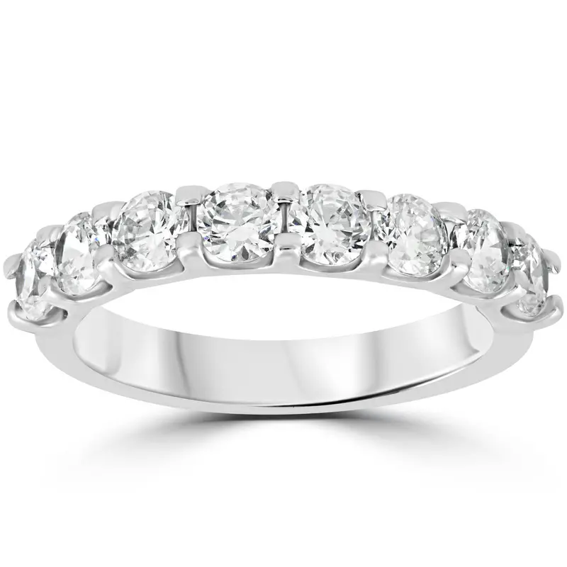2Ct Diamond U Prong Wedding Ring 14K White Gold Anniversary Band 1