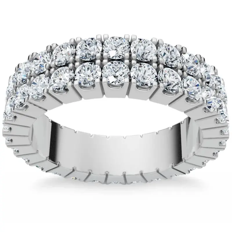 2Ct Double Row Diamond Eternity Ring 14K White Gold Size Selectable 1