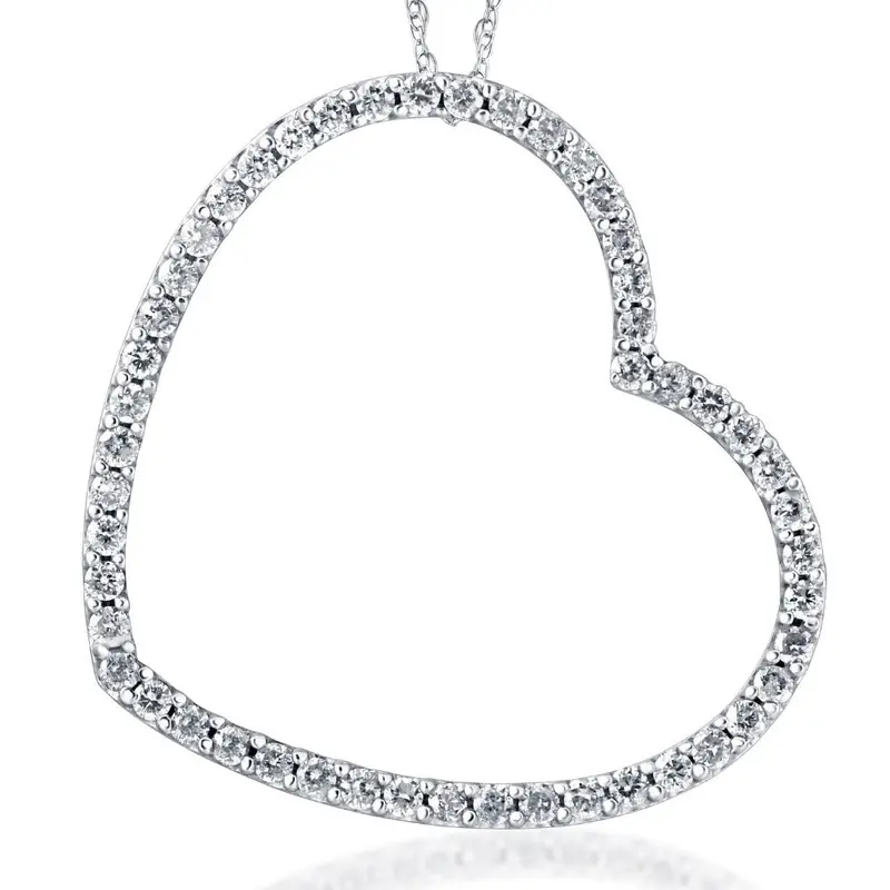 2Ct Heart Shaped Huge Diamond Pendant Necklace 10K White Gold 1