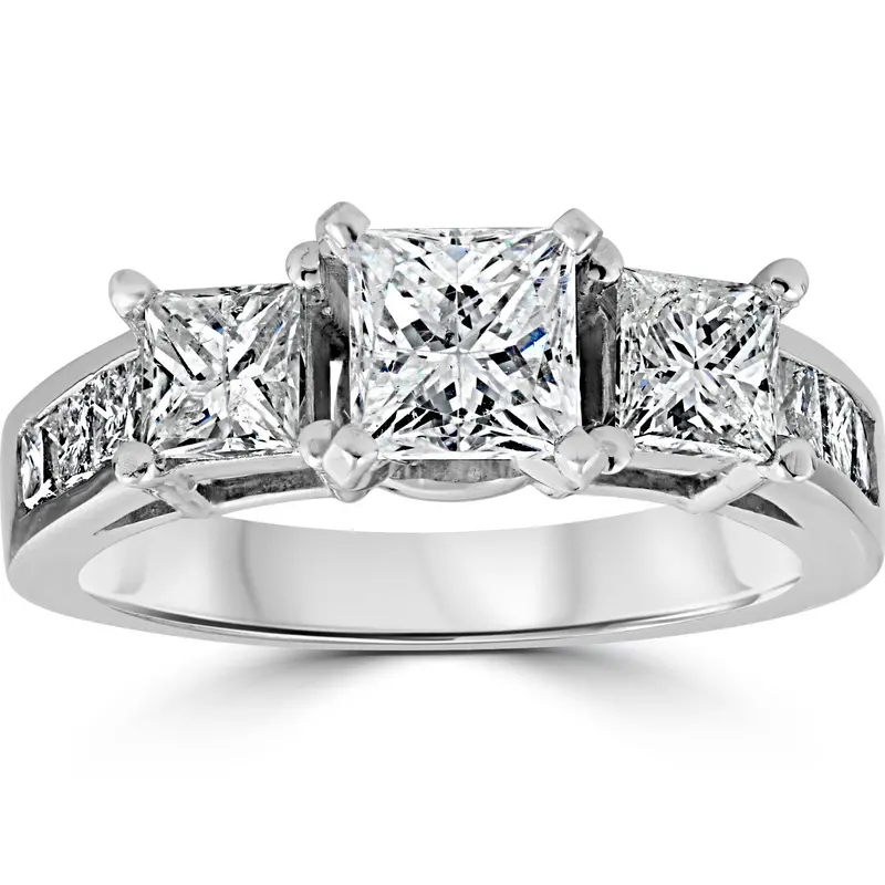 2Ct Princess Cut Engagement Enhanced Diamond Ring 14K White Gold Size Selectable 1
