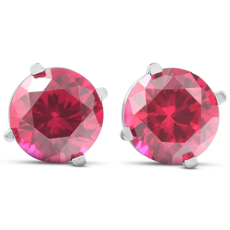 2Ct Ruby Studs 14K White Gold Womens Earrings 1