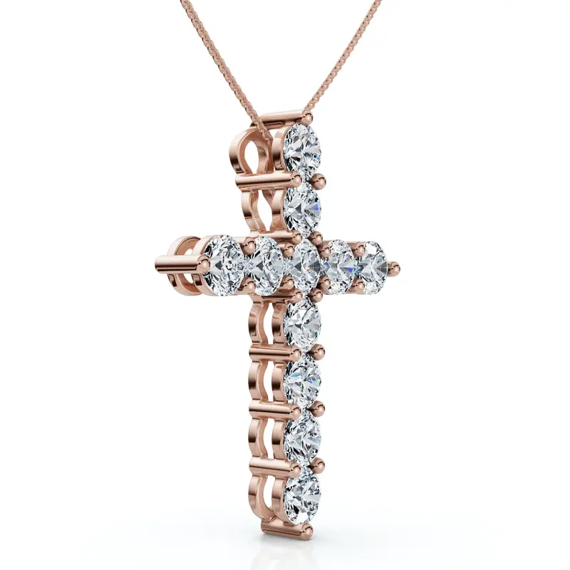 2Ct Tw Diamond Cross Women's Necklace 14K Gold Lab Grown 1" Tall 1