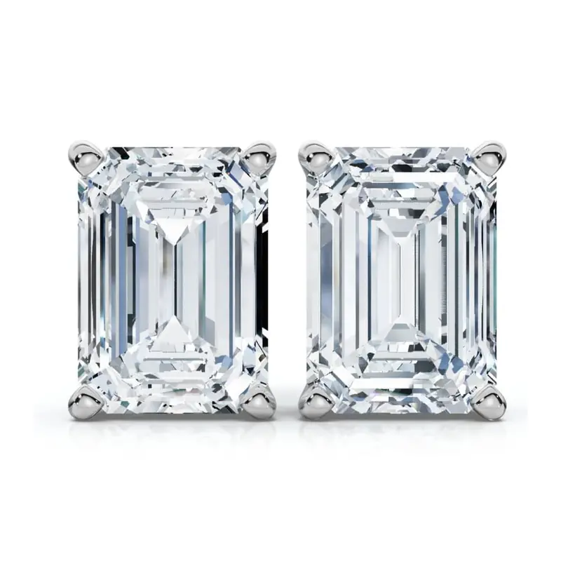 2Ct Tw Emerald Cut Diamond Studs 14K Gold Lab Grown 1