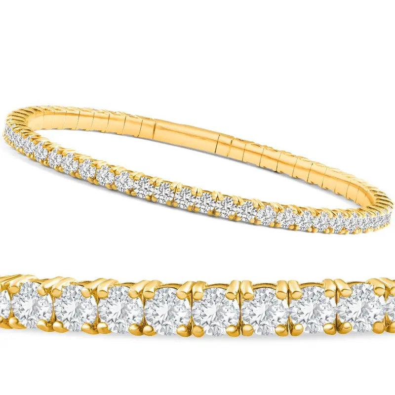 3.00-7 1/2Ct Tw Flexible Diamond Bangle Tennis Bracelet Lab Grown 14K Gold 1