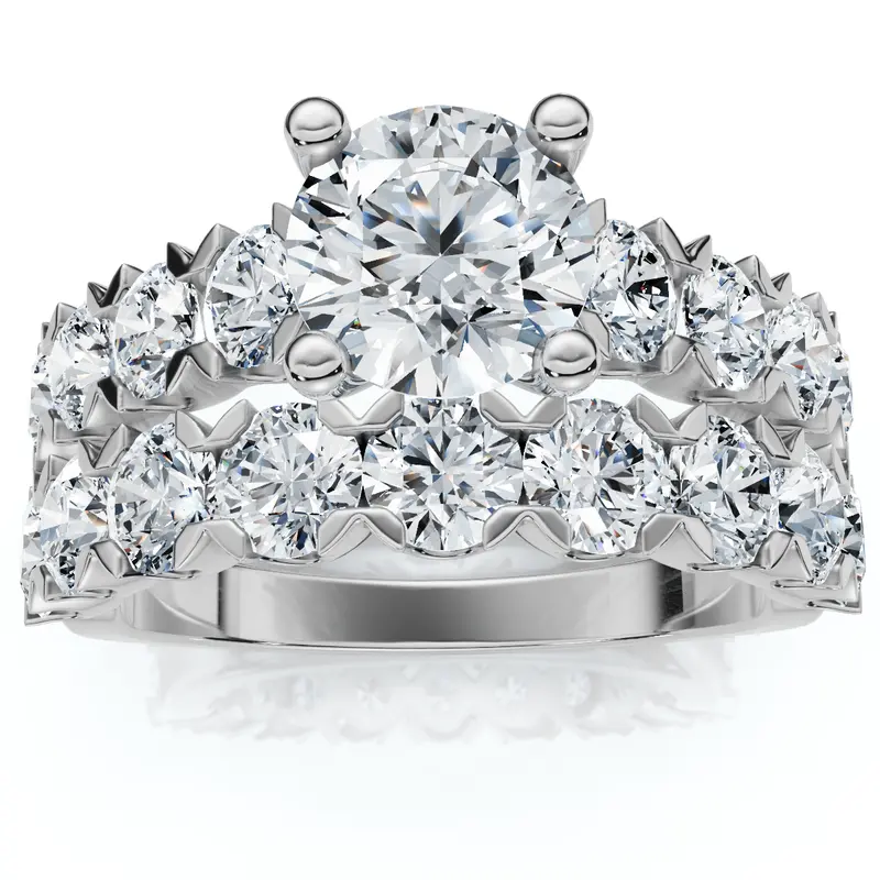 3 1/2 Ct Diamond Engagement Wedding Ring Set White Gold Enhanced 1