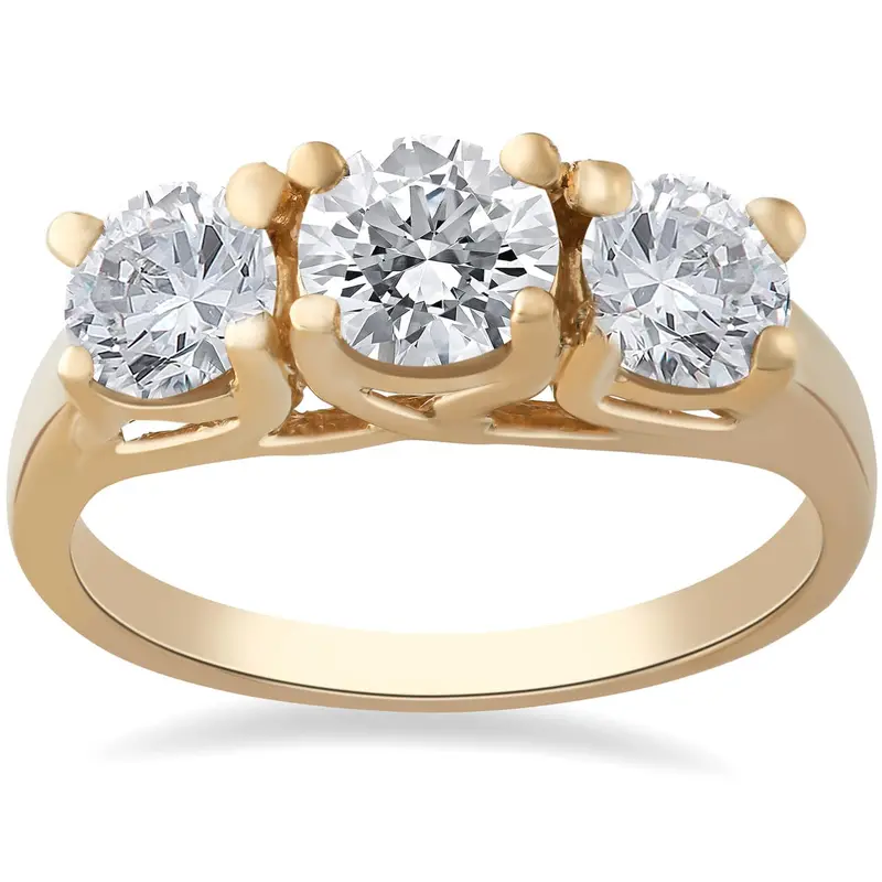 3 1/2Ct Diamond 3-Stone 14K Yellow Gold Engagement Ring Lab Grown 1