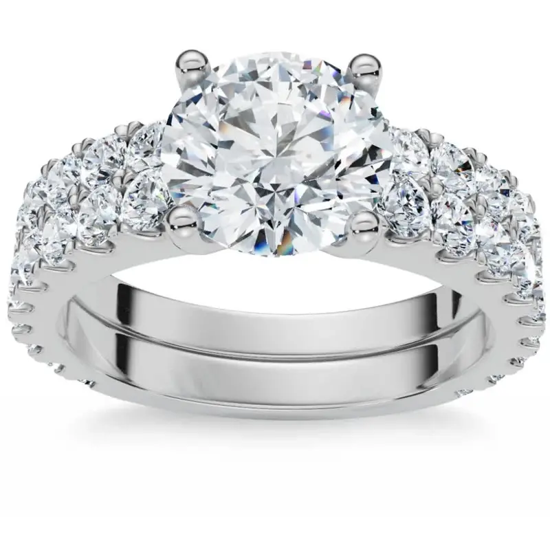 3 1/2Ct Diamond Engagement Wedding Ring Set 14K White Gold Lab Grown Size Selectable 1