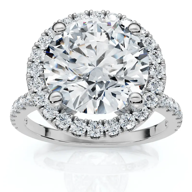 3 1/2Ct Diamond Halo Lab Grown Engagement Ring In White, Yellow Or Rose Gold 1