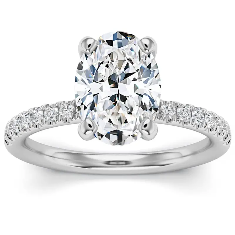 3 1/2Ct Oval Diamond Engagement Ring Lab Grown In 14K Gold Hidden Halo 1