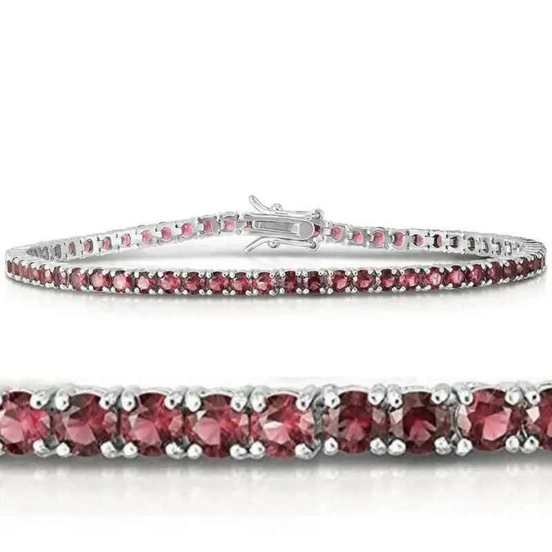 3 1/2Ct Ruby Tennis Bracelet 14K White Gold 7" 1
