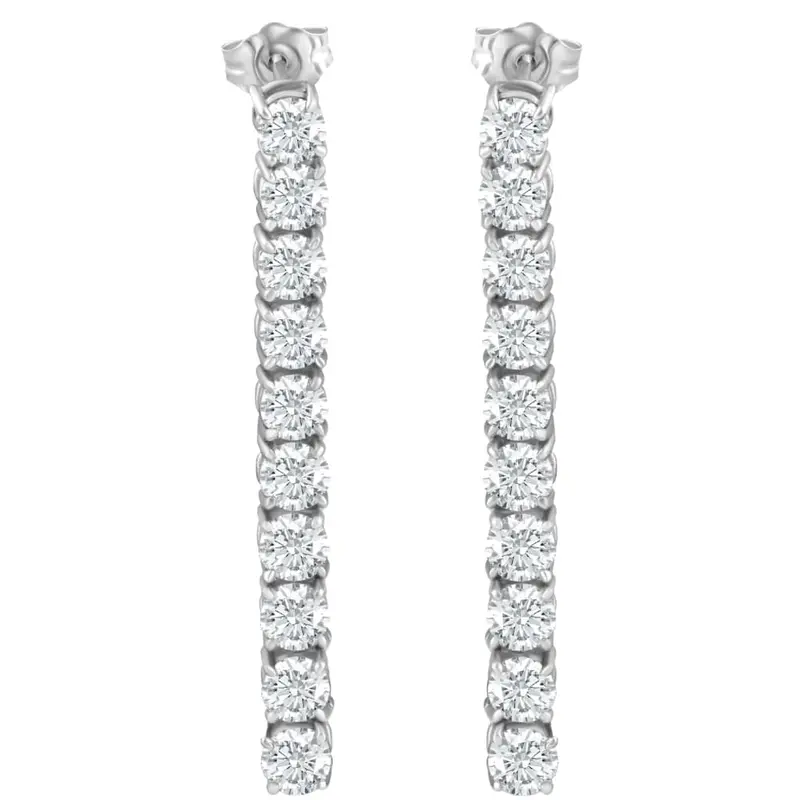 3 1/2Ct Tw Real Diamond Dangle Earrings Women's Studs 14K White Gold 1 1/2" Tall 1