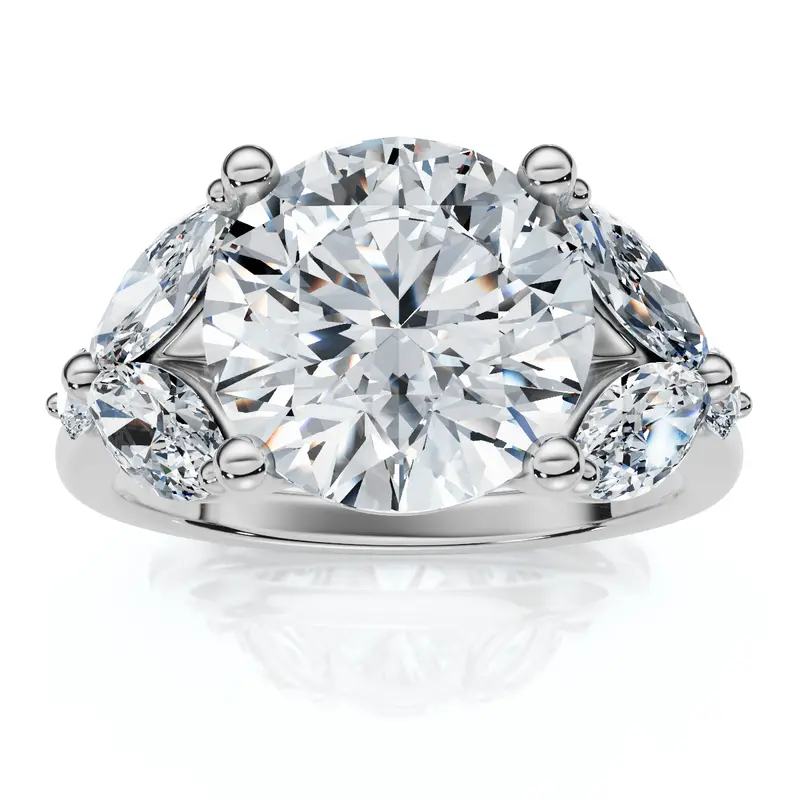 3 3/4Ct Certified Diamond Engagement Ring 14K Gold Lab Grown 1