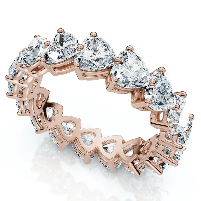 3 3/4Ct Heart Shape Diamond Eternity Wedding Ring 14K Gold Or Platinum Lab Grown 1