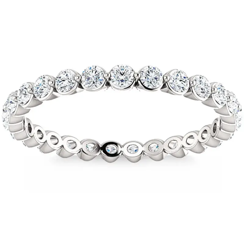 3/4 Ct Diamond Single Prong Eternity Ring Wedding Stackable Band White Gold 1