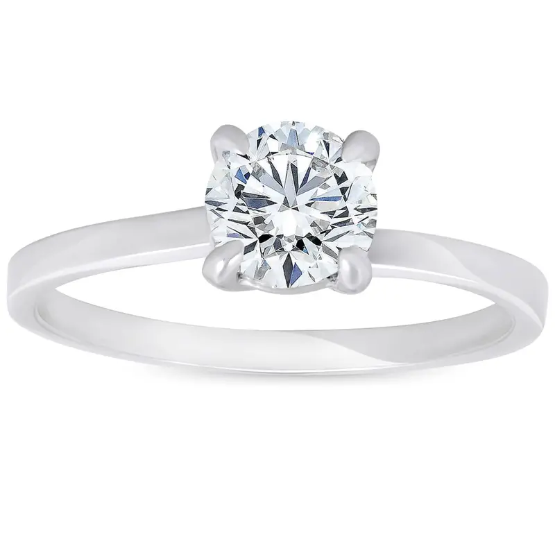 3/4 Ct Diamond Solitaire Engagement Ring Twist Band 14K White Gold 1
