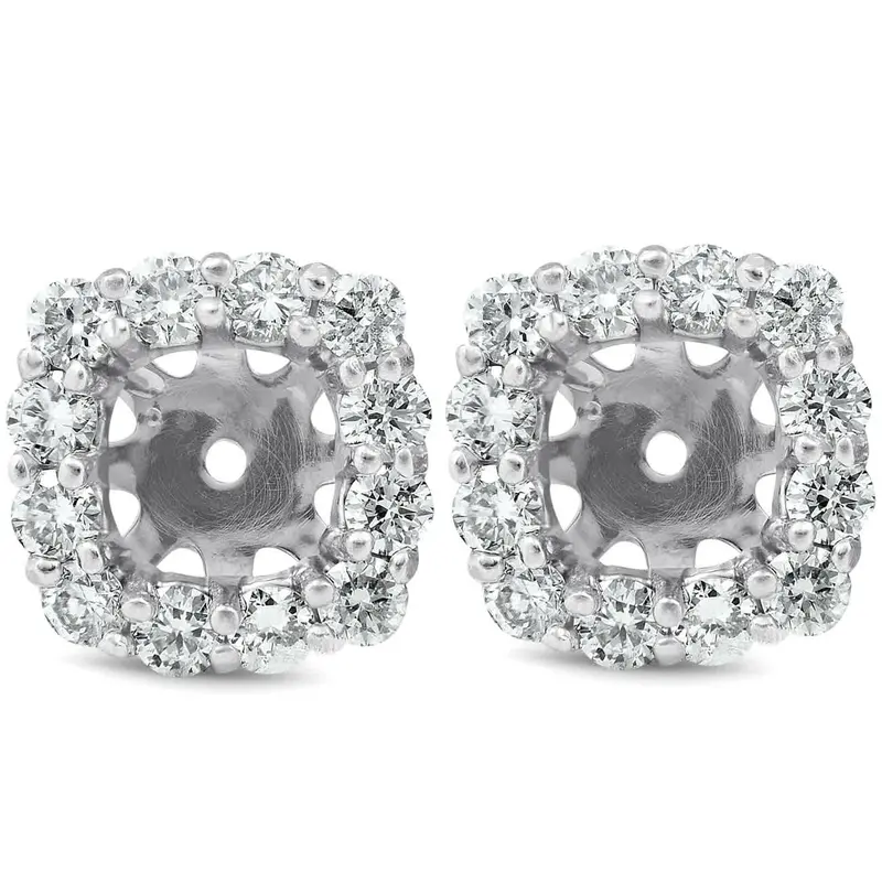 3/4 Ct Diamond Stud Earring Cushion Halo Jackets 14K White Gold (5-5.5Mm) 1