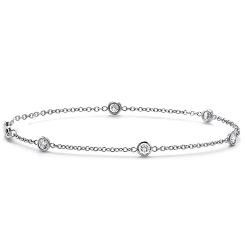 3/4 Tcw 14K White Or Yellow Gold Round Diamond By Yard Station Bracelet 1