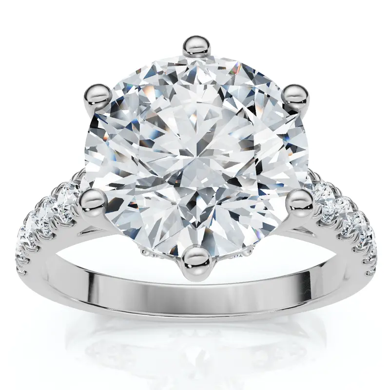 3.40Ct Round Diamond Engagement Ring Lab Grown In White Or Yellow Gold 1