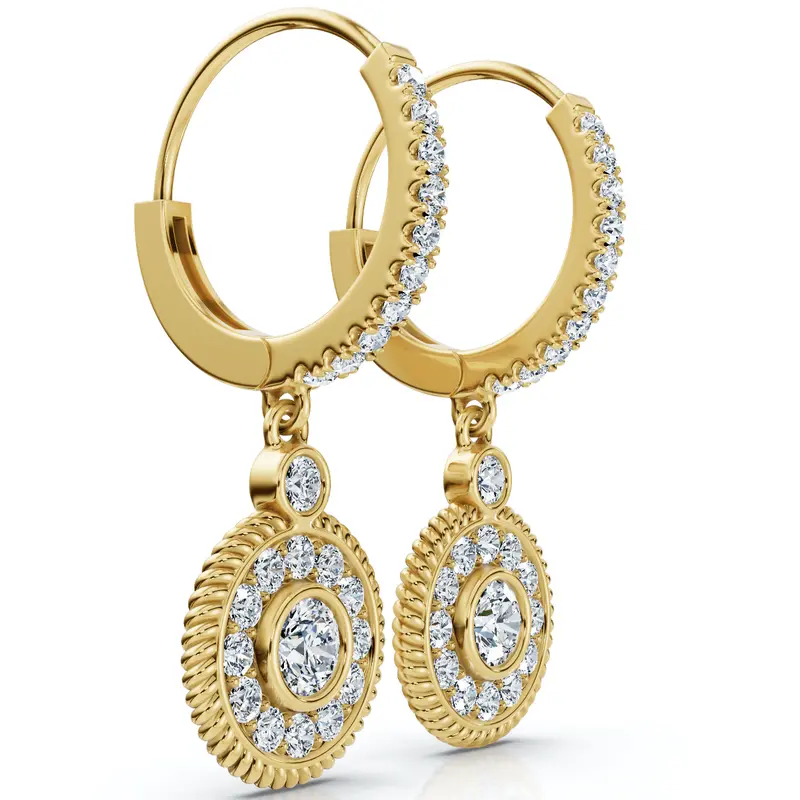 3/4Ct Dangle Diamond Earrings 1 1/10" Tall Lab Grown 14K Gold Ef/Vs 1