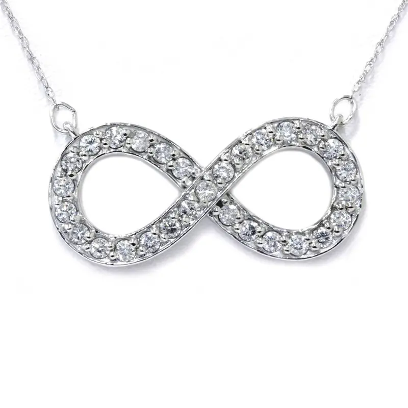 3/4Ct Diamond Infinity Symbol Pendant 14K White Gold 1