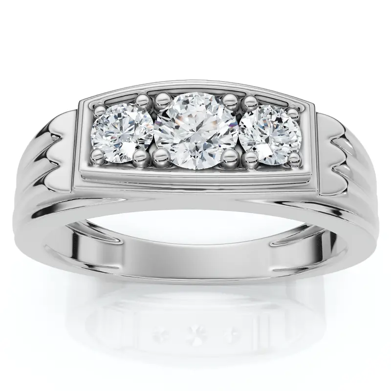 3/4Ct Diamond Mens 14K White Gold Wedding Ring Size Selectable 1